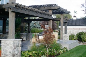Pergola over outdoor dining space